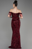 Long Burgundy Plus Size Engagement Dress ABU3785