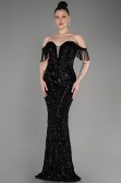 Long Black Plus Size Engagement Dress ABU3785