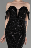 Long Black Plus Size Engagement Dress ABU3785