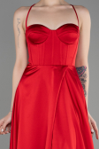 Long Red Satin Prom Gown ABU3809
