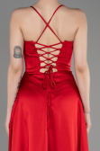 Long Red Satin Prom Gown ABU3809