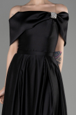 Long Black Satin Prom Gown ABU3788