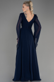 Long Navy Blue Chiffon Evening Dress ABU3541