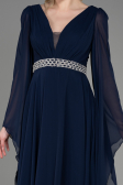 Long Navy Blue Chiffon Evening Dress ABU3541