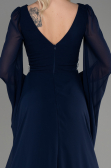 Long Navy Blue Chiffon Evening Dress ABU3541