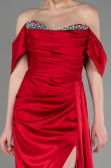 Red Long Satin Evening Dress ABU2661