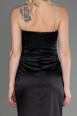 Long Black Satin Prom Gown ABU3525