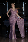 Long Powder Color Scaly Evening Dress ABU3201