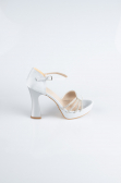 Silver Satin Platform Heel MJS3409