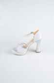 Silver Satin Platform Heel MJS3409
