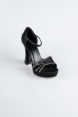 Black Satin Platform Heel MJS3409
