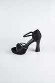 Black Satin Platform Heel MJS3409