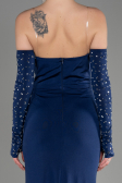 Navy Blue Strapless Long Evening Dress ABU3824