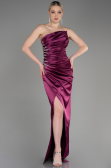 Plum Strapless Long Satin Evening Dress ABU3825