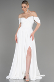 White Long Chiffon Evening Dress ABU3827