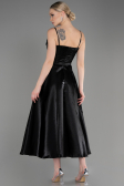 Black Midi Satin Party Dress ABK2011