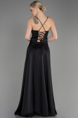 Long Black Satin Prom Gown ABU3809