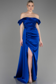 Sax Blue Long Satin Engagement Dress ABU1606