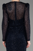 Navy Blue Long Sleeve Scaly Evening Dress ABU3831
