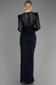 Navy Blue Long Sleeve Scaly Evening Dress ABU3831
