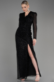 Black Long Sleeve Scaly Evening Dress ABU3831