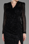 Black Long Sleeve Scaly Evening Dress ABU3831