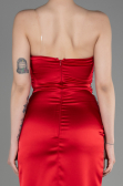 Red Strapless Long Satin Evening Dress ABU3825