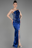 Navy Blue Strapless Long Satin Evening Dress ABU3825