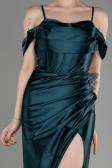 Emerald Green Slit Long Satin Evening Dress ABU3840