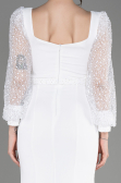 White Scaly Long Sleeve Slit Evening Dress ABU3852