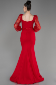 Red Scaly Long Sleeve Slit Evening Dress ABU3852
