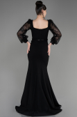 Black Scaly Long Sleeve Slit Evening Dress ABU3852