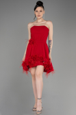 Red Strapless Short Chiffon Cocktail Dress ABK2034