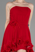 Red Strapless Short Chiffon Cocktail Dress ABK2034
