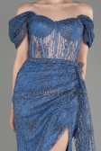 Grey-Indigo Long Evening Dress ABU2706