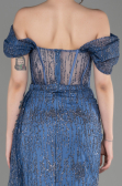 Grey-Indigo Long Evening Dress ABU2706