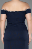 Long Navy Blue Plus Size Evening Dress ABU3784