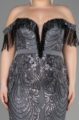 Long Anthracite Plus Size Engagement Dress ABU3785