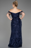 Long Navy Blue Plus Size Engagement Dress ABU3785