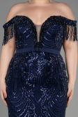 Long Navy Blue Plus Size Engagement Dress ABU3785