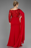 Red Long Dantelle Plus Size Evening Dress ABU3512