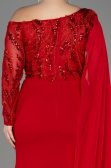 Red Long Dantelle Plus Size Evening Dress ABU3512