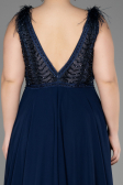 Navy Blue Sleeveless Long Chiffon Evening Dress ABU3856