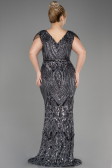 Anthracite Long Scaly Plus Size Evening Dress ABU3845