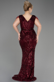 Burgundy Long Scaly Plus Size Evening Dress ABU3845