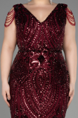 Burgundy Long Scaly Plus Size Evening Dress ABU3845