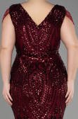 Burgundy Long Scaly Plus Size Evening Dress ABU3845