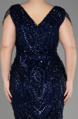 Navy Blue Long Scaly Plus Size Evening Dress ABU3845