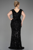 Black Long Scaly Plus Size Evening Dress ABU3845