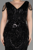 Black Long Scaly Plus Size Evening Dress ABU3845